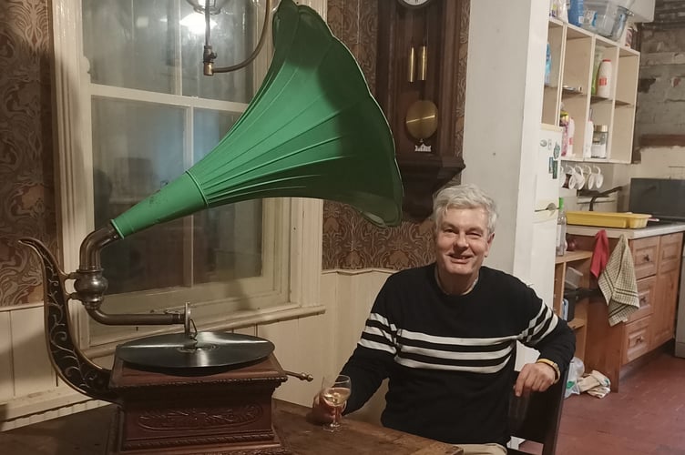Paul Morris with one of the gramophones.