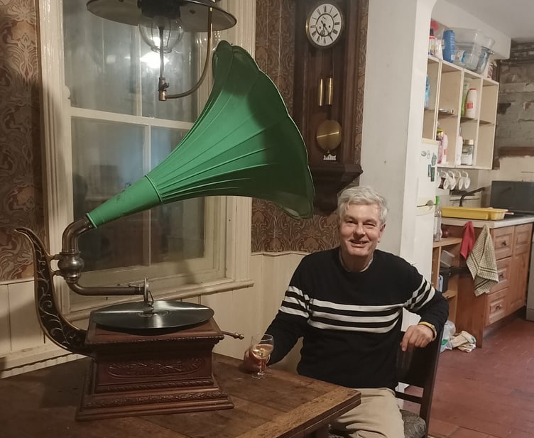 Paul Morris with one of the gramophones.