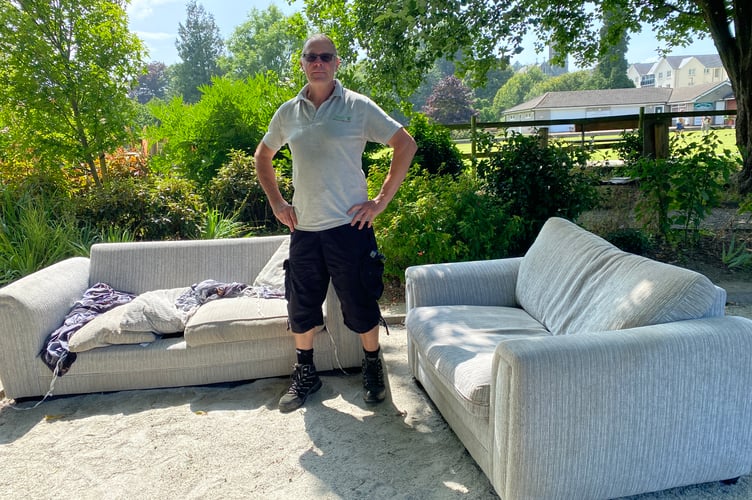 Rob Smith, Tavistock head gardener, has hit out at fly tippers who dumped furniture  on the site.