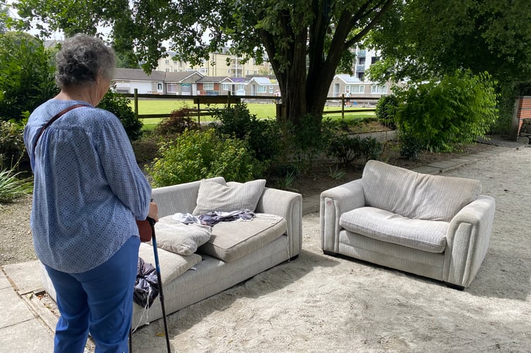 A Tavistock resident's shock at furniture dumped in the town's sensory garden.