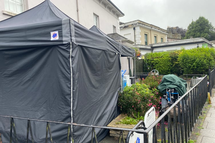 The crews' tents are up as filming begins on the next series of the popular Beyond Paradise series this week in Tavistock.