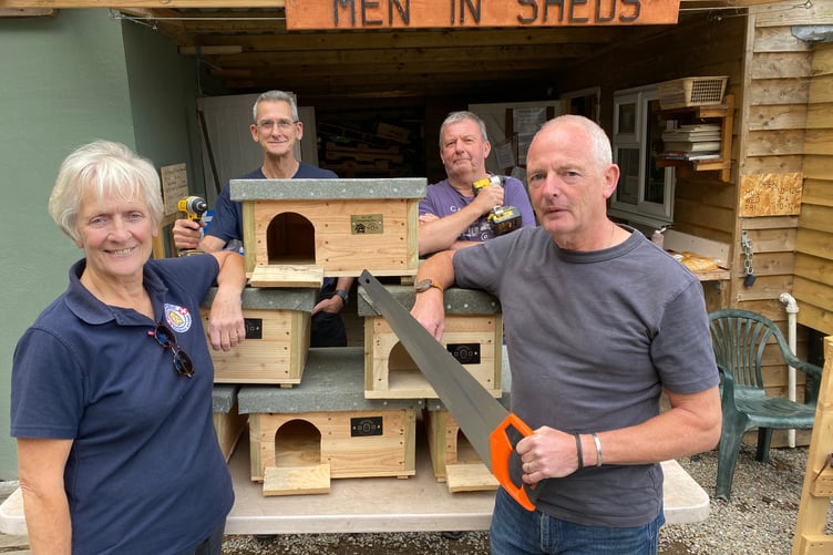 To the rescue of hedgehogs - Tavistock Men In Sheds hand over hedgehog houses to Pam Pemberton, of Greatfield Hedgehog Rescue.