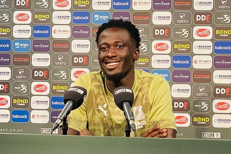 Plymouth Argyle midfielder Brendan Wiredu chats to the media ahead of his side's League One clash with Barnsley. (Picture: Mark Stevens)