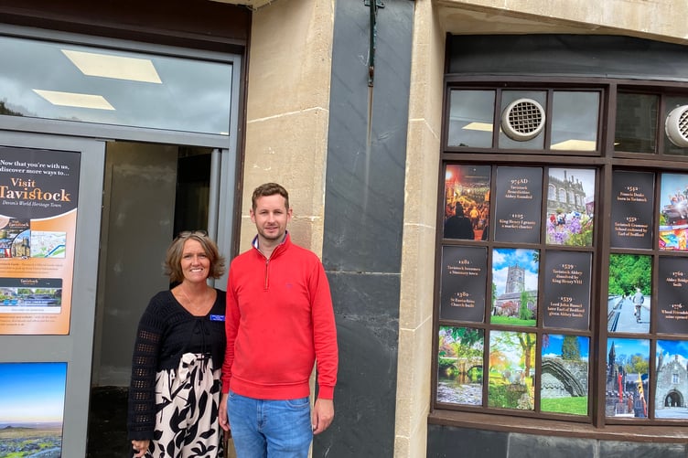 Jamie Prescott and Wendy Rawlinson, of Eskis shoe shop outside the old Tavistock Nat West Bank which is due to be the new shop premises.