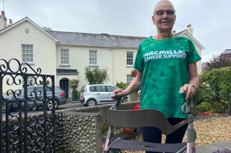 Val Evans, who is receiving chemotherapy, will be walking 5km in Tavistock in aid of Macmillan Nurses who support her.
