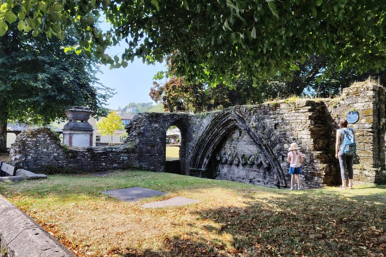 Sticking to the shade among the abbey ruins in Tavistock during another of this year's heatwaves.