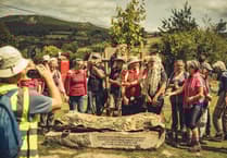 Needle-felted shroud taken on pilgrimage across Dartmoor