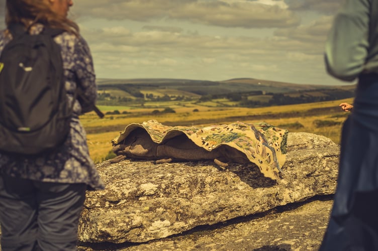 The needle-felted shroud was taken on a four and a half mile pilgrimage across the moors. Credit: Glavind Strachan Photography/ Paul Harris