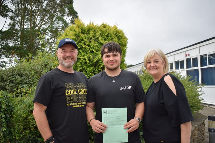 All smiles for this Callington Community College student after he picked up his A Level results