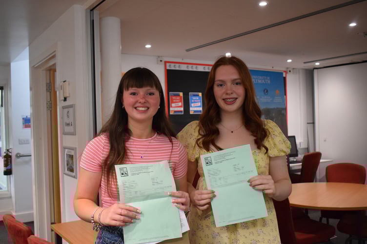 Students celebrate at Callington Community College after receive their A Level results