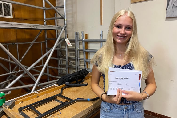 Emily Tribb is happy with her A level results at Tavistock College because her hard work means she can go to her first choice university in Cardiff to study English Literature and Journalism. 