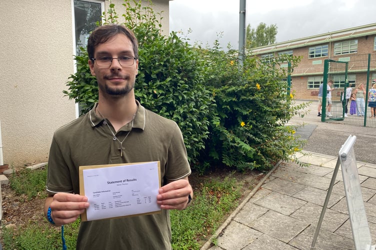 Tom Waine, of Tavistock College, will be studying cyber security at Warwick University after gaining two As and a B grade in maths, further maths and computer science.