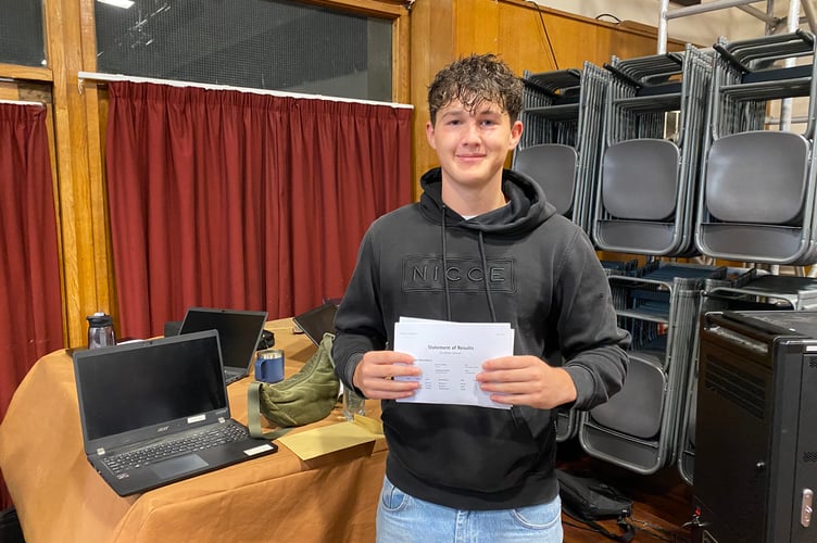 Samuel Goodman, of Tavistock College - his results means he goes to work for Babcock as an apprentice engineer.