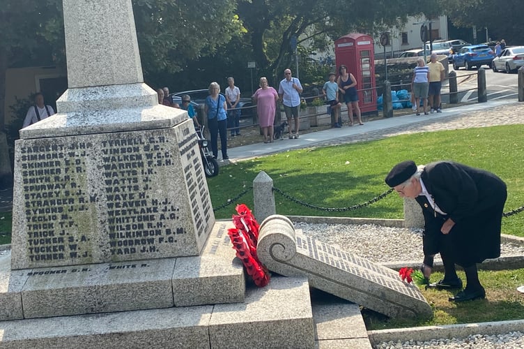 A Royal British Legion and civic VJ remembrance event today at Tavistock War Memorial.