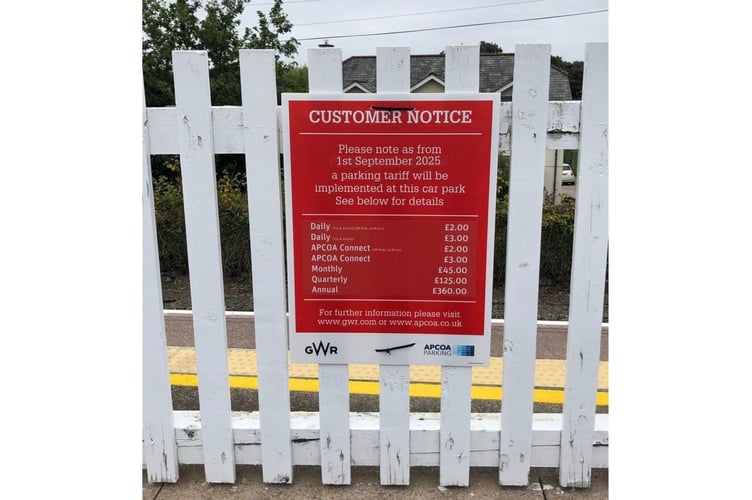 Car parking charges are to be implemented at Gunnislake train station from September 1