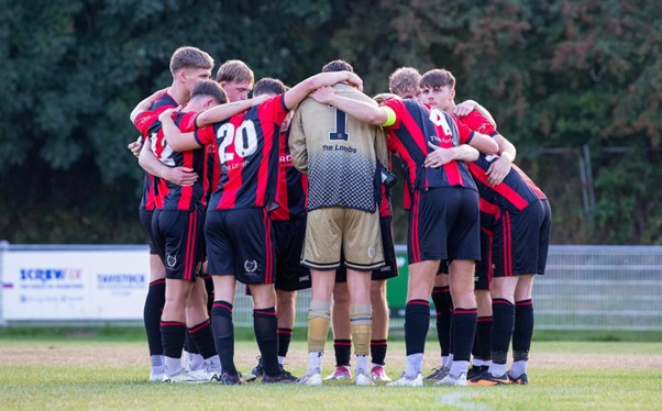 Tavistock AFC huddle