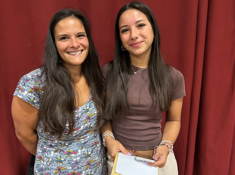 Luana Pellegrinello with her proud mum Deiliane, after collecting her GSCE results at Tavistock College.