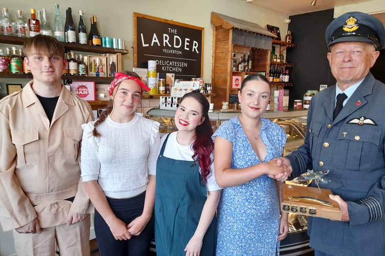 Larder and Mansbridge & Balment were joint winners of the RAF Harrowbeer 1940s Weekend Shop Window Challenge.