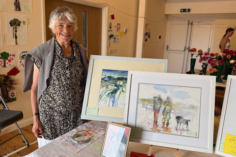 Mo Pakenham took several prizes for her water based mixed media paintings in the Art classes at Spreyton Show. AQ 0387