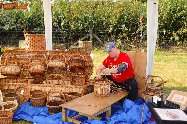Whitchurch and Sampford Spiney Sheepdog Trials and Family Fun Day. basket making.