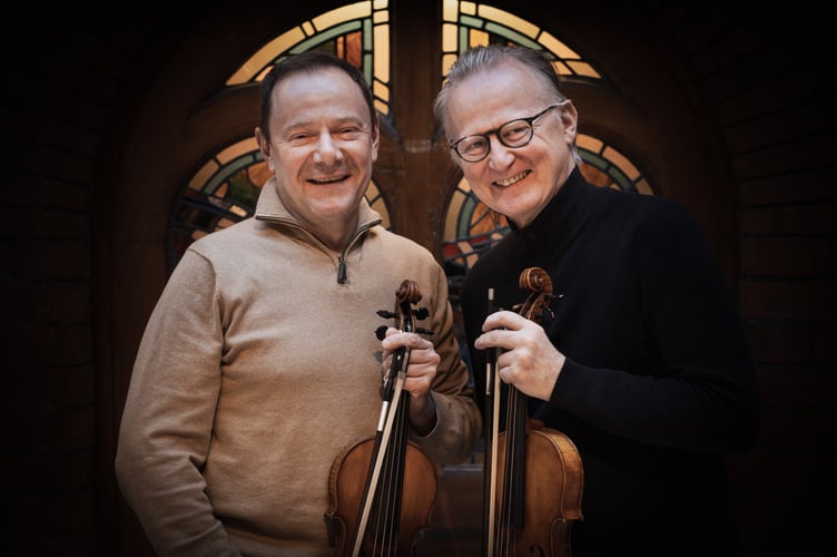 Thomas Bowes and Philippe Honoré  make up the master musician duo Double Fiddles and will be performing in Callington this September.