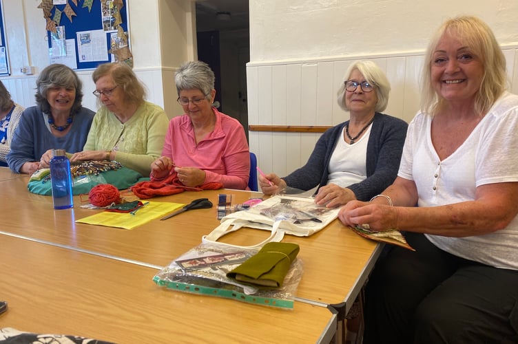 The Berey Quilters at work – from left, Hilary Parke, Glenys Wheelan, Vivian Gilbert, Jackie Lemon and Kim Tremain.
