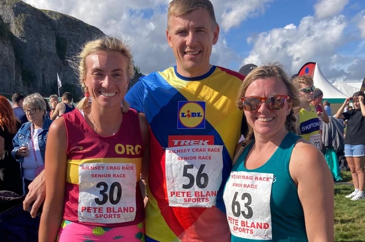 Claire Grubbs and siblings at the Kilnsey Show Crag Races