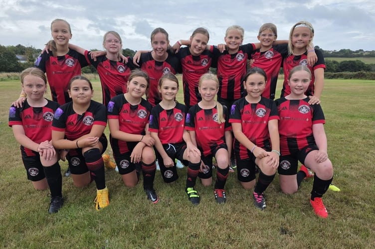 The new girls' football team at Tavistock Community Football Club, in their new kit.