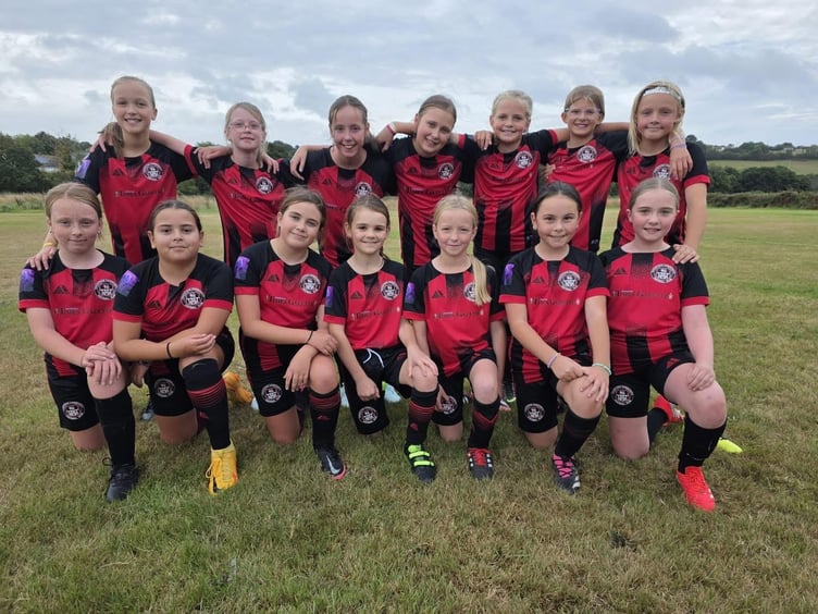 The new girls' football team at Tavistock Community Football Club, in their new kit.