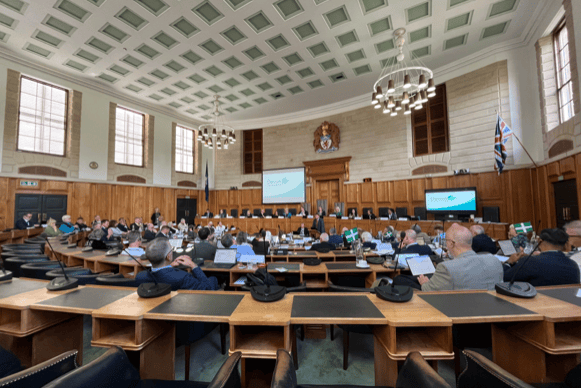 The full council meeting where Devon County Council\'s strategic plan was discussed