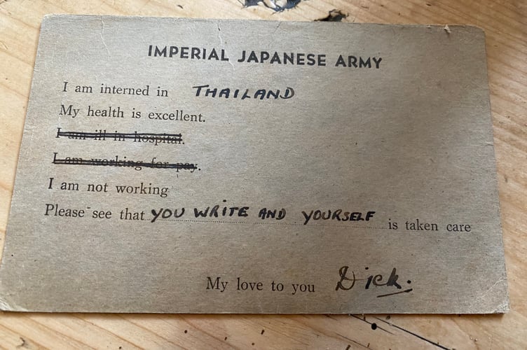 Simon Thompson 's dad Richard Thompson Japanese POW card