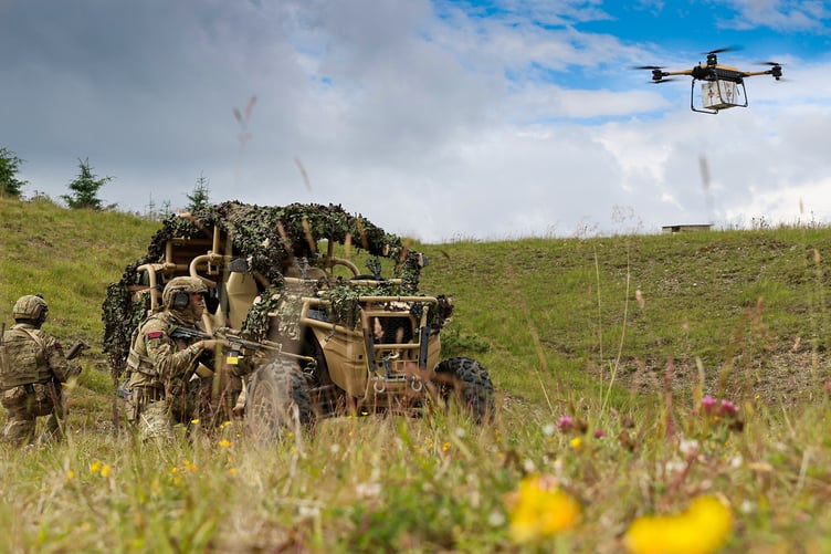 Devon-based Royal Marines testing new drones used in battlefield operations.