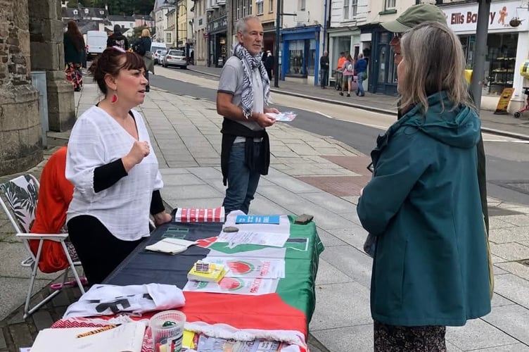 The Palestine Solidarity Stall in Okehampton.