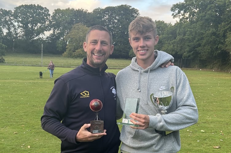 Jack Mackenzie receiving his three awards from Richard Potts