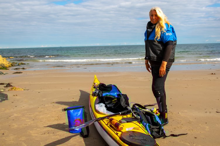 Sacha Dench at the start of her record-breaking Irish Sea canoe crossing from Wexford, Ireland.
