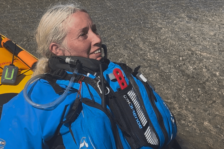Sacha Dench grounding her canoe after her epic Irish sea crossing.