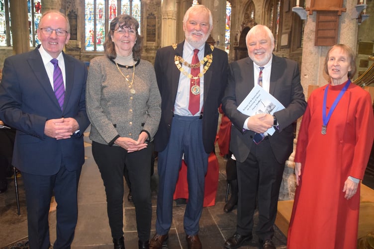 The finale of Tavistock Heritage Days was a choral performance and organ recital in the town's St Eustachius' Church. Pictured left to right: Dr Sean Sweeney, Mayor's consort Cathy Hipsey, Mayor Cllr Steve Hipsey, Dr Bob Owen and Mary Mazur-Park.