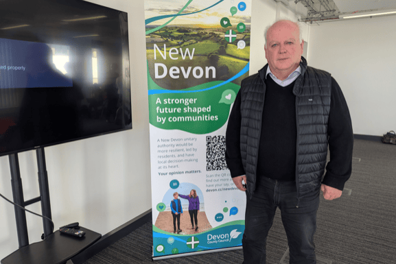 Cllr Paul Arnott presenting the New Devon proposal