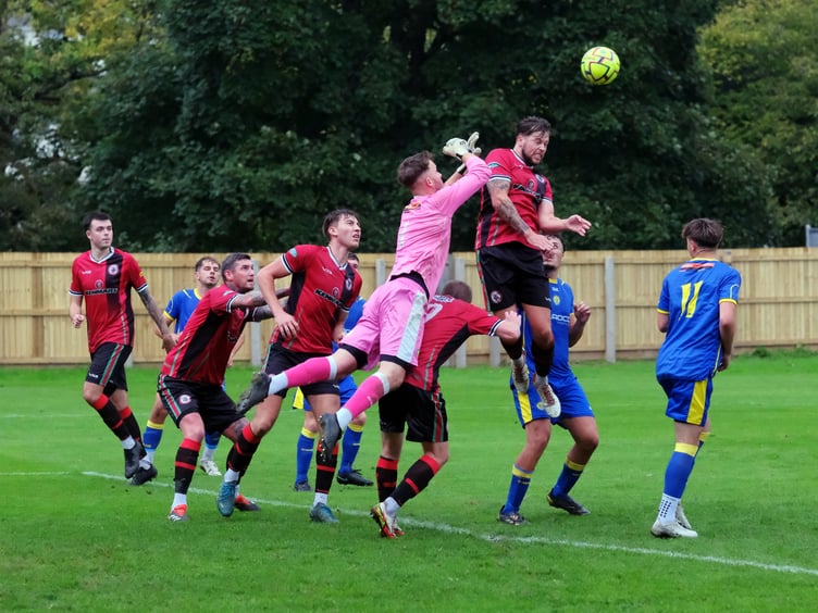 Football. South West Peninsula Premier East. Bovey Tracey versus Okehampton Argyle. A 4-0 win for Bovey Photo: Alan Craig
