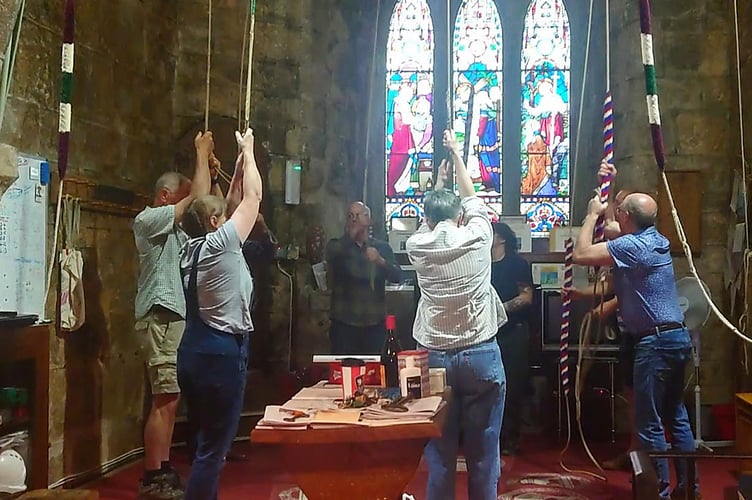 Chagford bellringers in action.