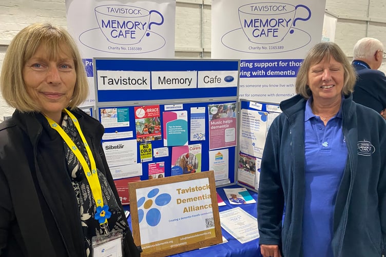 Amanda Bowen and Heather Rayner, of Tavistock Dementia Alliance and Tavistock Memory Cafe, at Tavistock Community Wellbeing Fair answering questions about recognising the condition.