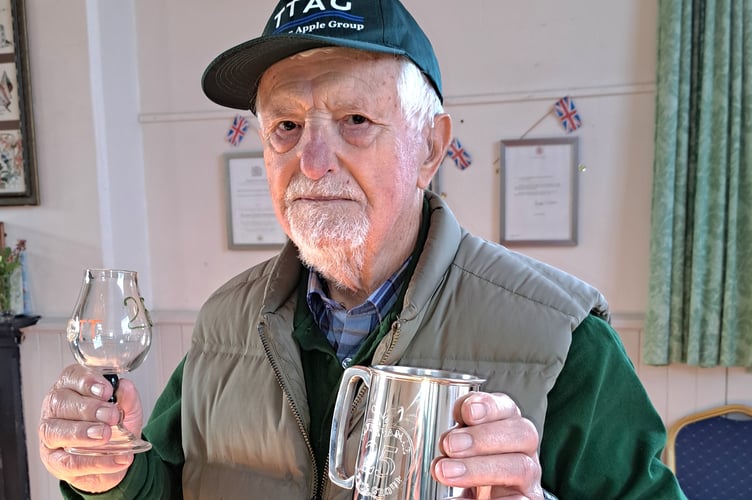 Brian Lamb, stalwart of Tavy and Tamar Apple Group, was presented with an engraved tankard and decorated cider glass by the group to mark his 25 years' of service promoting the fruit on the Bere Peninsular.