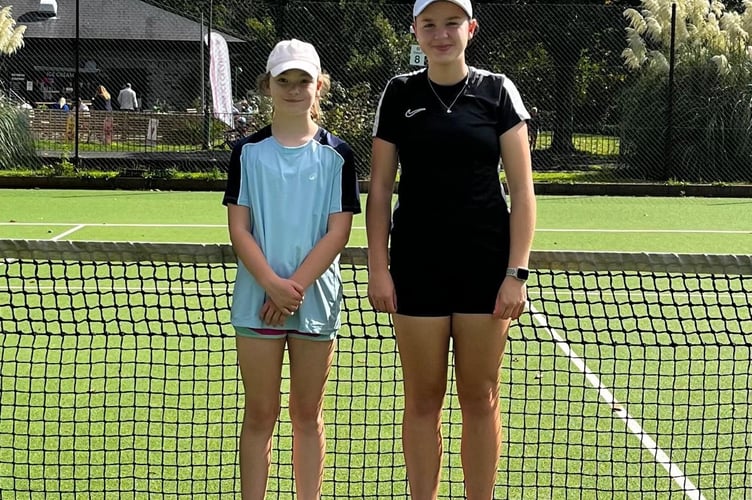 Girls singles – winner Poppy, right, and runner-up Eleanor.