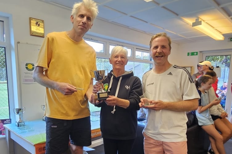 Men's doubles winners John Bailey, left, and Ben Whalley, right, with ladies' captain Hilary Picton.