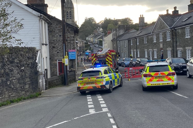 Fire fighters tackling a house fire on Ford Street, Tavistock, on Monday night (October 6).