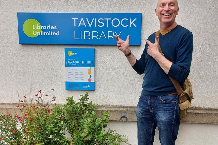 Tavistock crime thriller author Terry Green is giving a free talk about his work at outside Tavistock Library in aid of Tavistock Mayor Steve Hipsey's official charity to support Tavistock Library.
