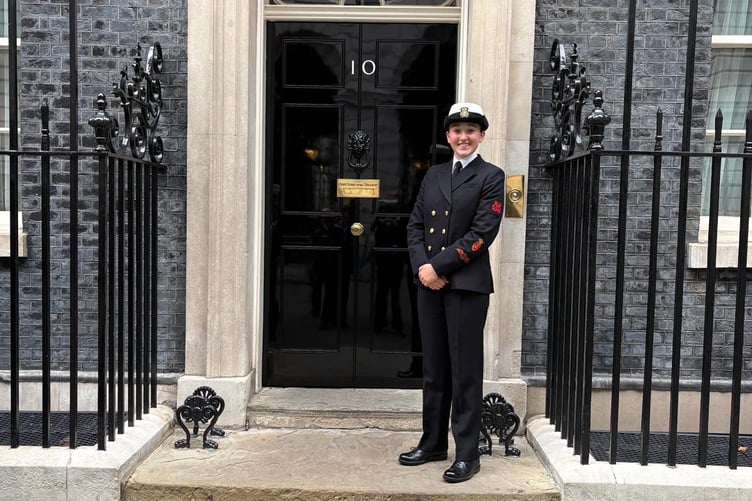 The cadet's trip to London included a visit to Number 10 Downing Street as well as meetings and lunch with the Royal Navy Board.
