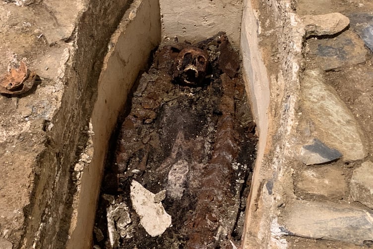 Two complete skeletons were unearthed in two smaller vaults while a larger vault contained a selection of bones probably from previous burials.