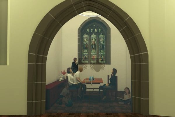 Works on the Manaton chapel are to provide a comfortable warm space for communal use in the church with underfloor heating and a glass screen.