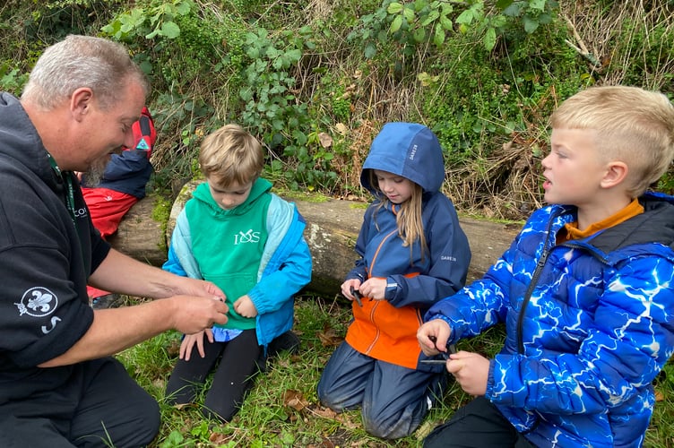 Camp fire setting during outdoor skills lessons at Horrabridge School.